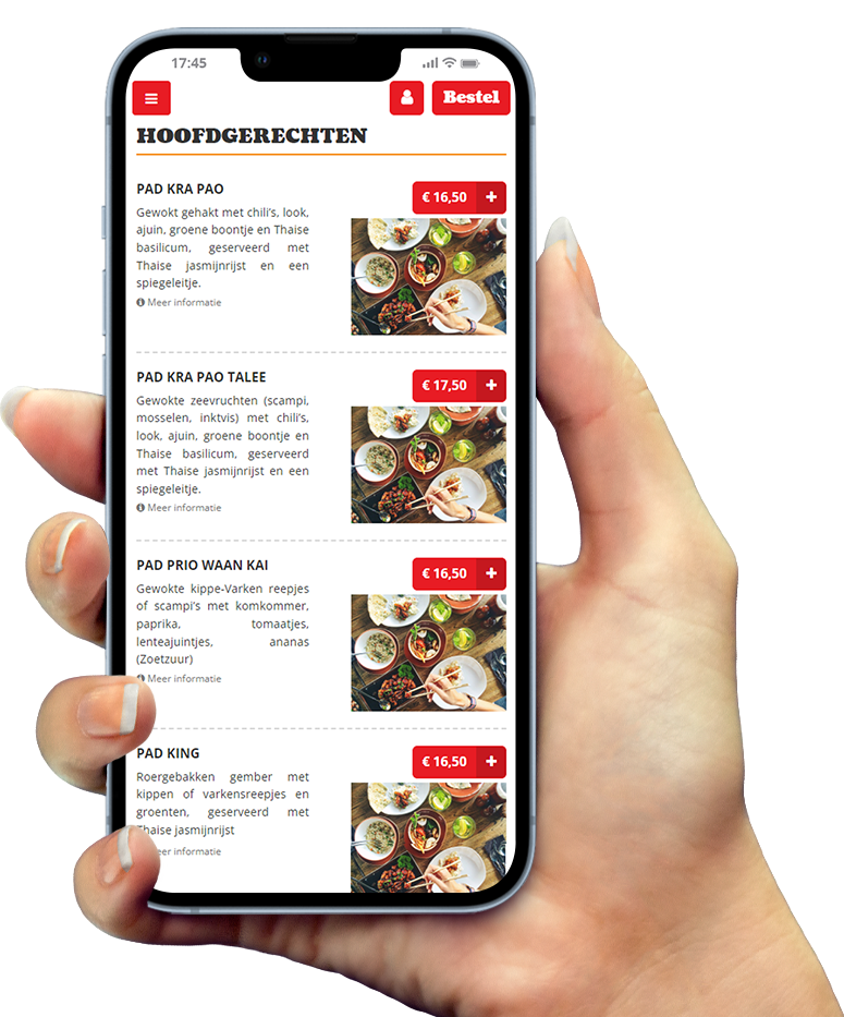 Voorbeeld van onze app op smartphone